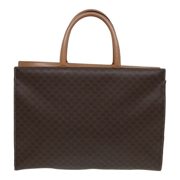 CELINE Macadam Canvas Hand Bag PVC Leather Brown Gold Auth 85545 - Picture 2 of 16